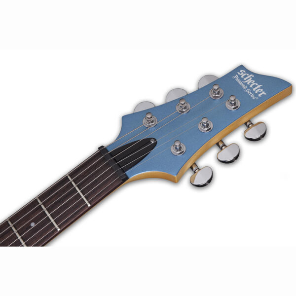 Schecter C-6 Deluxe Electric Guitar - Satin Metallic Light Blue - headstock